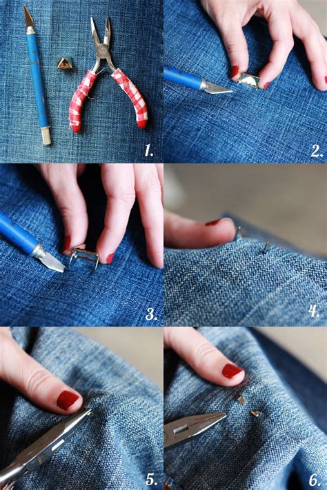 how to attach metal studs on fabric|adding studs to denim.